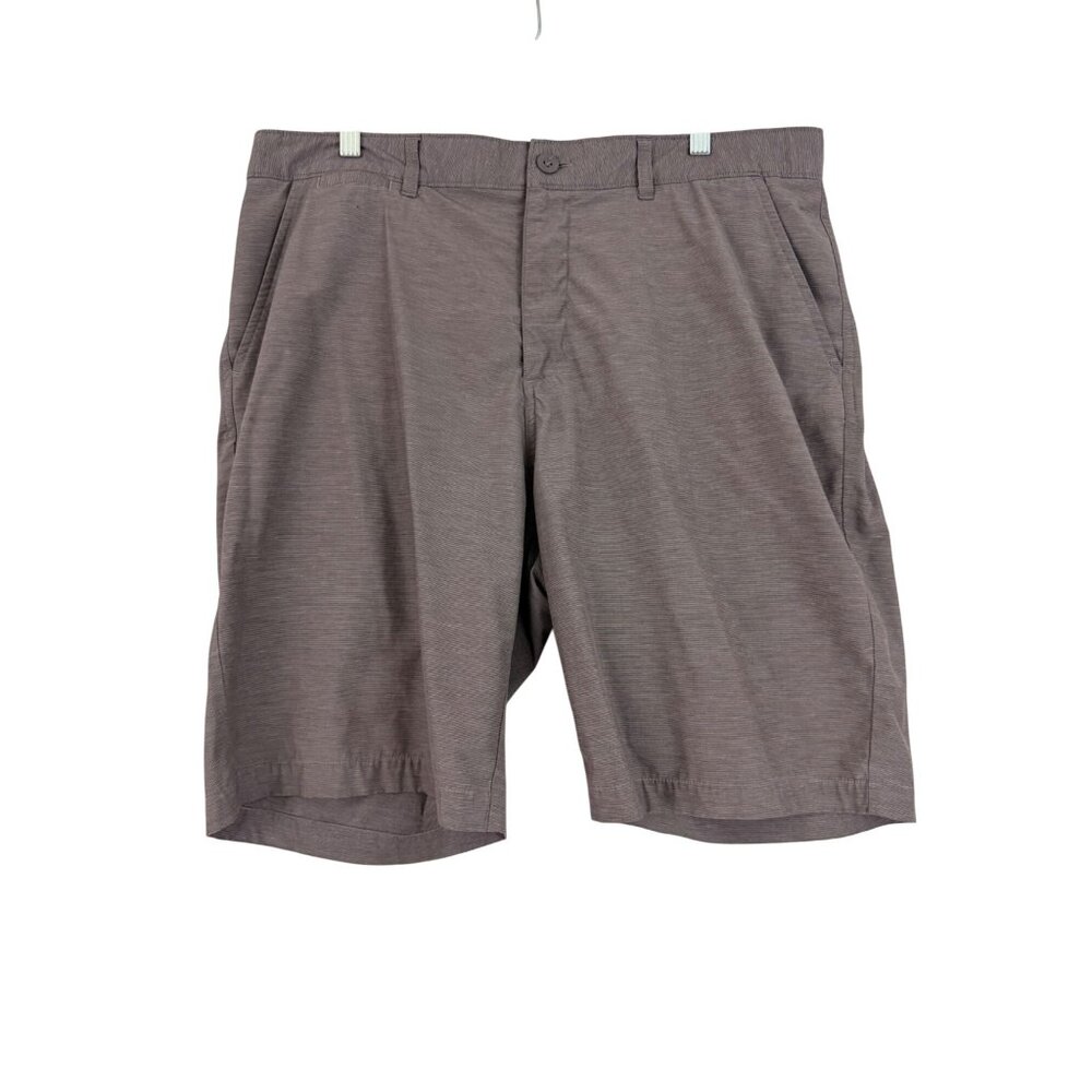 Johnnie-O Shorts Men's 38 Stretch Hybrid Shorts 9"‎ Inseam Pockets Brown Gray